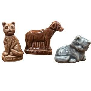 Vintage Wade Whimsies Set of (3) Figurines 2 Cats & 1 Standing Dog